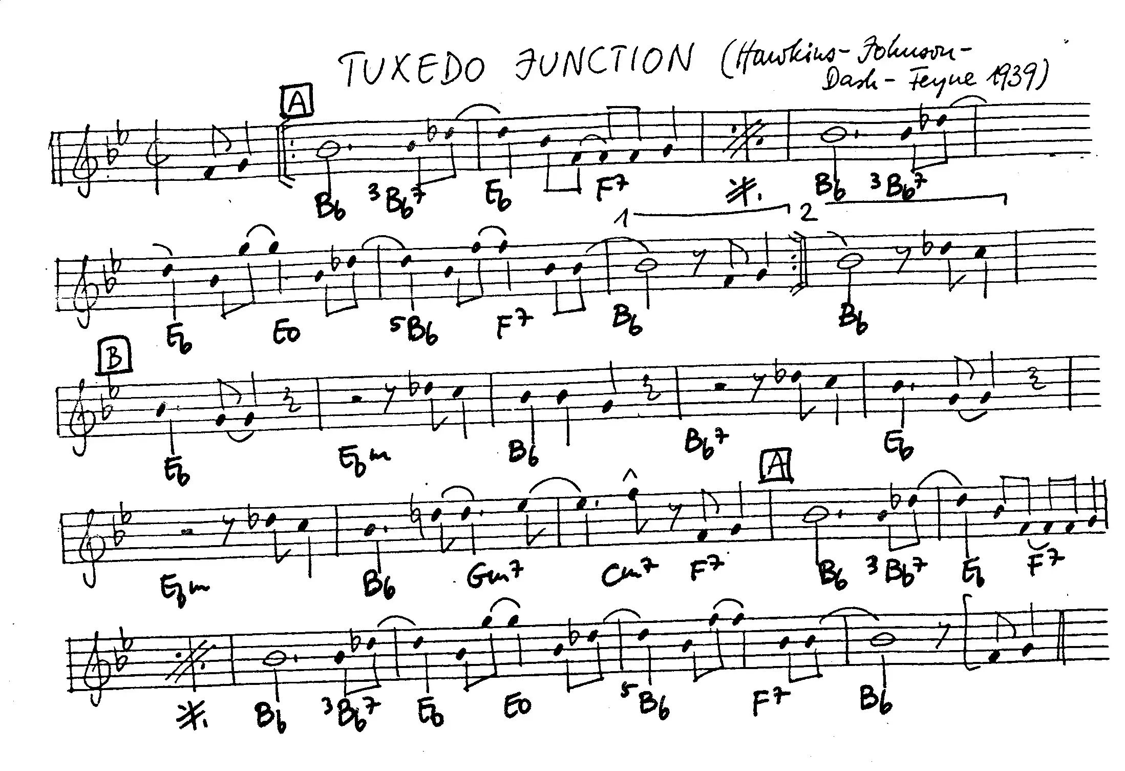 tuxedo junction free jazz leadsheet - Courtesy of the Jungle Jazz Band